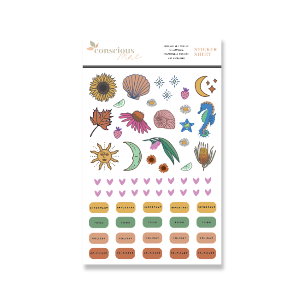 Compo Sticker Wording Compostable Sticker Sheet | Eco-Friendly, Plastic-Free Illustrated ...