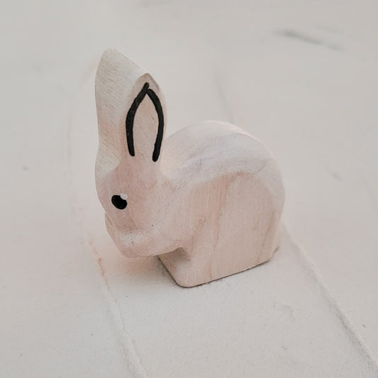Wooden Nuzzling Bunny NOM Handcrafted